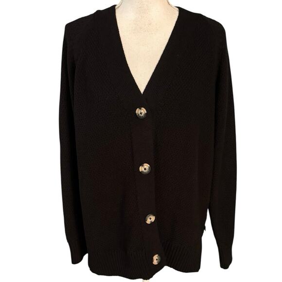Gap Size XL Textured Cardigan Sweater Cotton Black Minimal Capsule - Picture 1 of 6